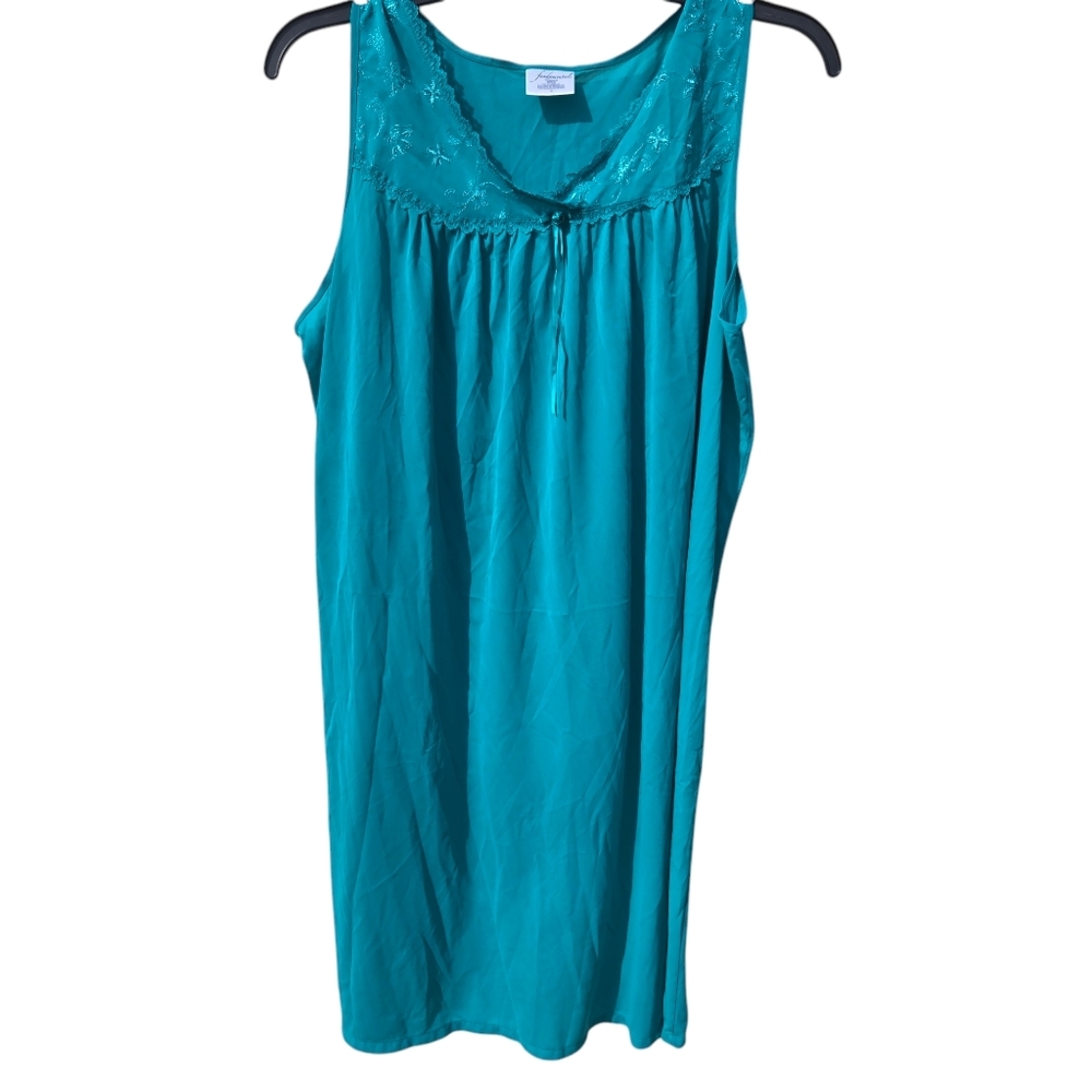 Vintage Aqua Blue Semi Sheer Night Gown Womens 1x Mumu 80s